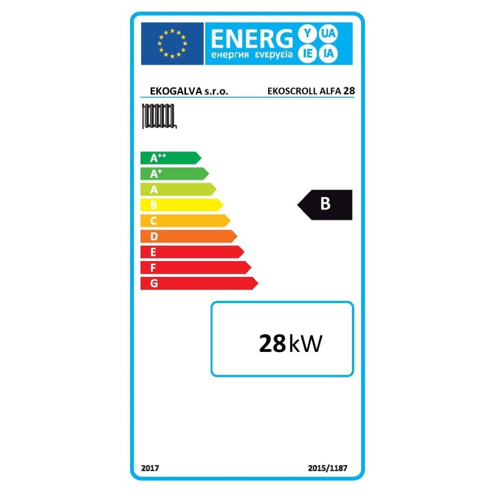 EKOSCROLL ALFA 28 – automatický kotel na uhlí a pelety 28 kW