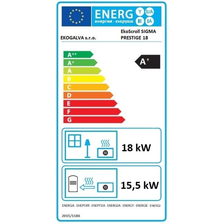 EKOSCROLL SIGMA PRESTIGE 18 bílá – krbová kamna na pelety s výměníkem 18 kW