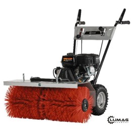 Motorový zametací stroj LUMAG KM800 – záběr 80 cm, radlice a koš