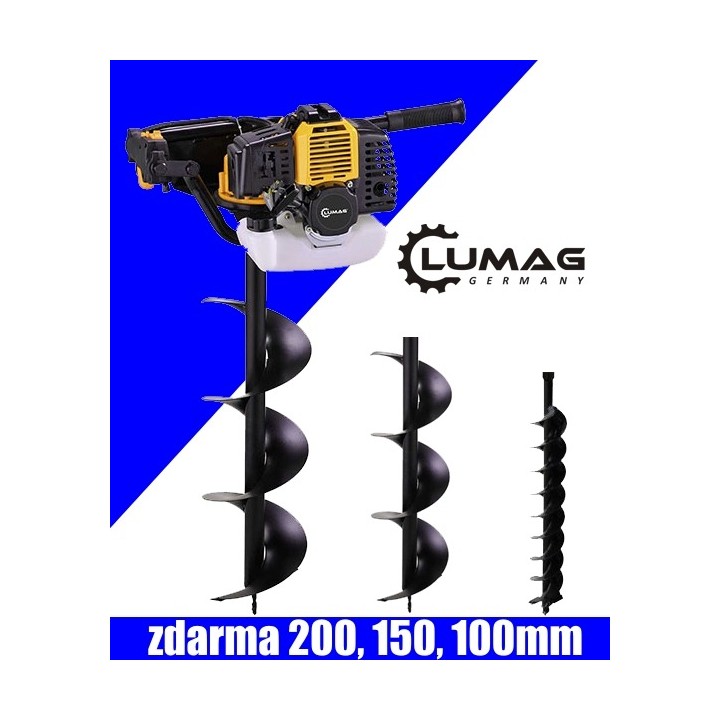 Benzínový zemní vrták LUMAG EB520G – 52 cm³, 3 vrtáky v ceně